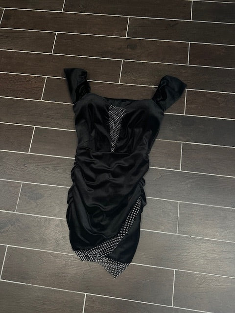 VESTITO CORTO IN VELLUTO CON STRASS