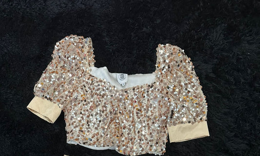TOP PAILLETTES ORO LE VOLIERE