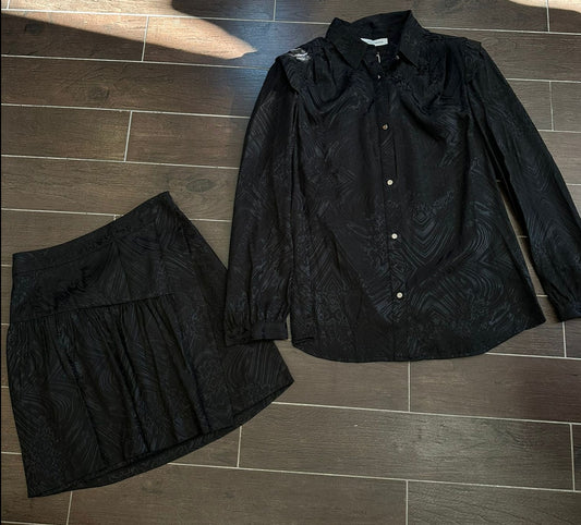 CAMICIA NERA FANTASIA DAMASCATA SILVIAN HEACH