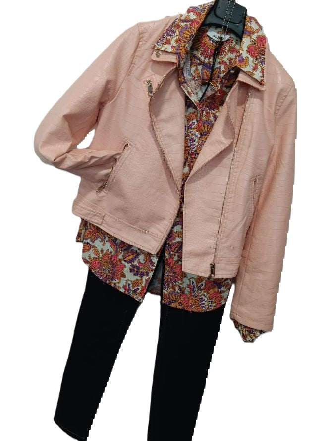 GIACCA ROSA CIPRIA IN SIMIL PELLE BLUDEISE