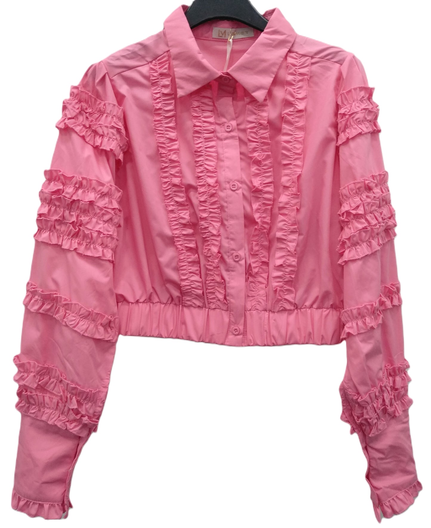 CAMICIA CROP TOP CON ROUCHES