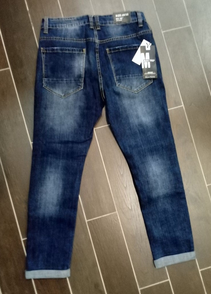 JEANS STRAPPATI BLU - MAX TRE